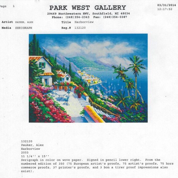 "Harborview" by Alex Pauker Serigraph - Picture 7 of 8